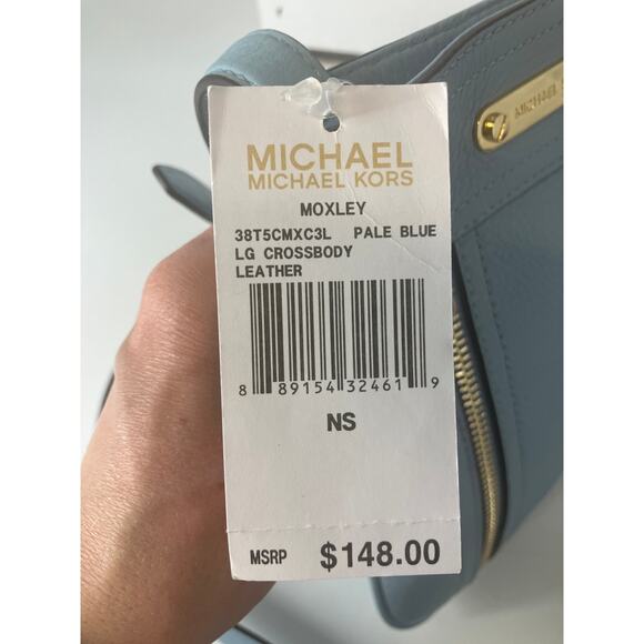 MICHAEL KORS NWT LIGHT BLUE PEBBLED LEATHER CROSSBODY BAG - Picture 8 of 14